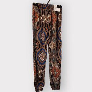 Soho Fashion Boho Paisley Print Jogger Pants Multicolor S/M